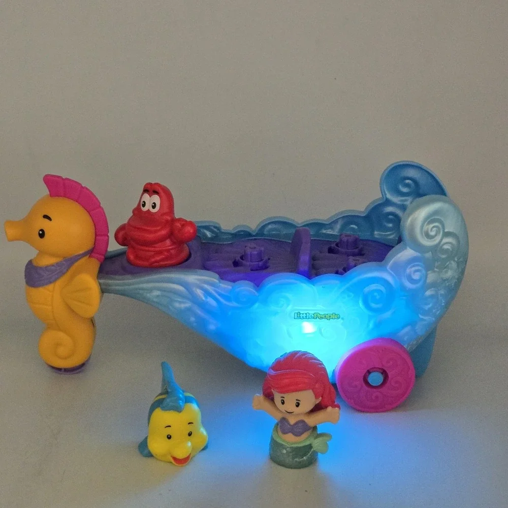 Disney Little People Little Mermaid Ariel's Sea Carriage Complete Works Flounder